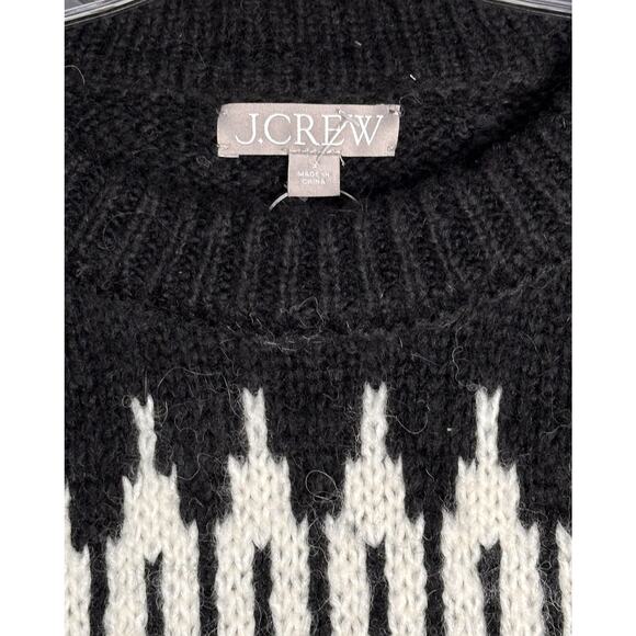 J.Crew Women Fair Isle Wool Alpaca Blend Sweater Gray Black White Nordic Sz M - Picture 5 of 16